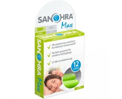 Полипропиленовые беруши для сна SANOHRA max (12 шт = 6пар)